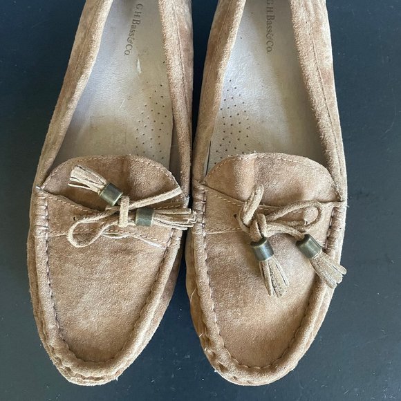 Bass Baylee Beige Tan Suede Driving Mocs Loafers - Picture 1 of 8